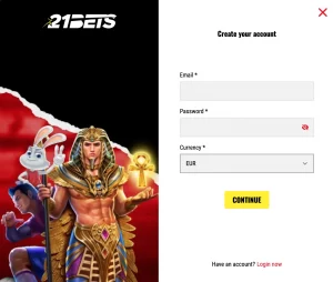 Înregistrare 21Bet Casino