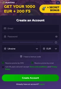 playfina sign-up